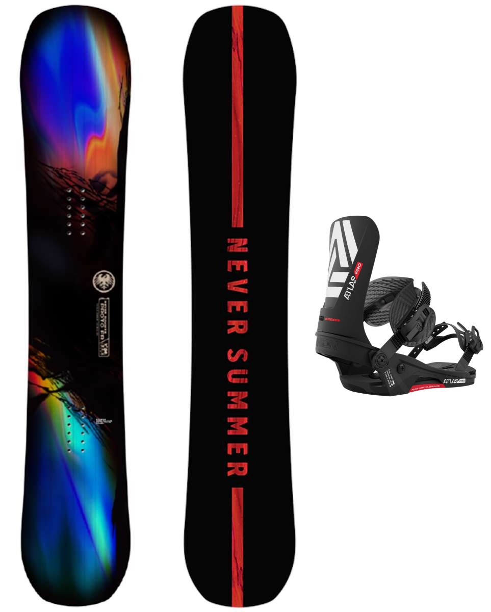 Never Summer, 2023 Never Summer Proto FR Snowboard With Union Atlas Pro Bindings